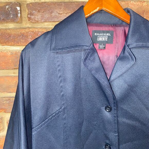 Emanuel Ungaro Liberte Navy Blue Button Down Coat Jacket Women's Size Small - Picture 2 of 6